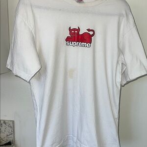 Supreme White Tee with Red Graphic